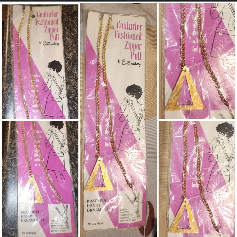 Vintage Gold Triangle Zipper Pull New